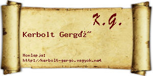 Kerbolt Gergő névjegykártya